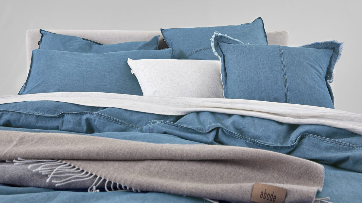 BED SHEET denim blue - ZIZI linen home textiles